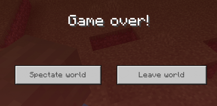 minecraft game over screen