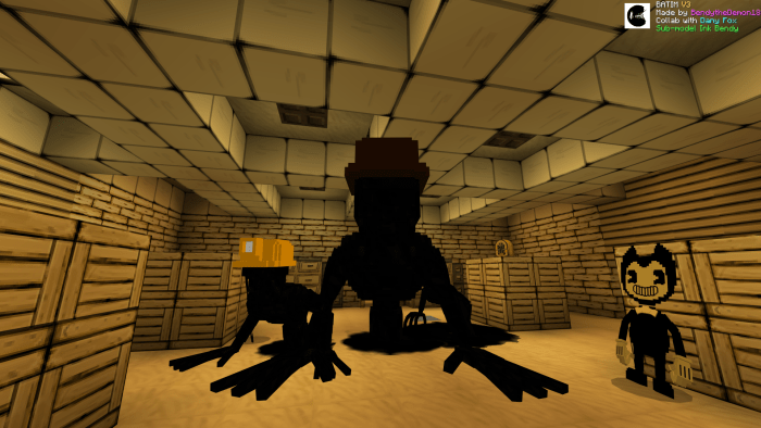 Bendy And The Ink Machine Add On Old Friends New Faces Minecraft Pe Mods Addons - roblox bendy demon script