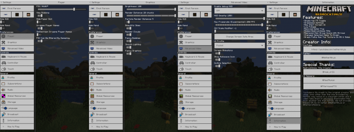 Bedrocktimize Quick And Organized Settings Fps Options Minecraft Pe Mods Addons