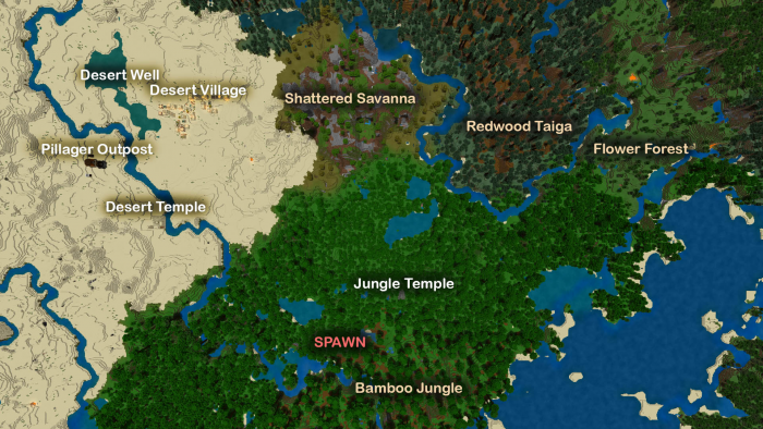 Bamboo Jungle Spawn Pillager Outpost Shattered Savanna Near Spawn Seed Minecraft Pe Seeds