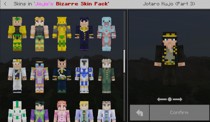 Mcpe Bedrock Jojo S Bizarre Skin Pack Minecraft Skins Mcbedrock Forum