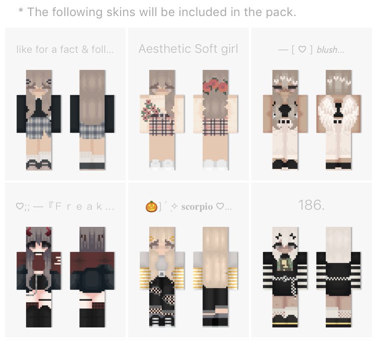 Aesthetic Skin Pack Male Female Minecraft Skin Packs - template roblox girl aesthetic halloween