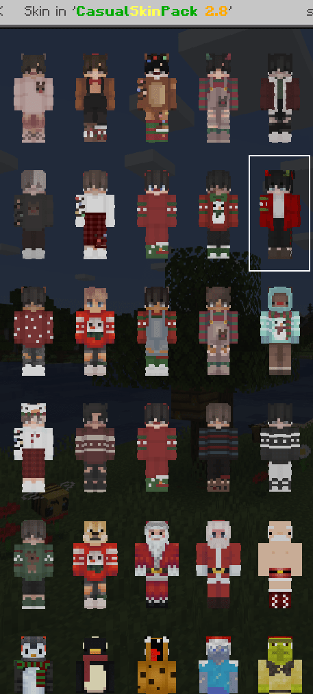 Casual Skin Pack 28 Time For Xmas Minecraft Skin Packs - half hair red flair roblox wikia fandom